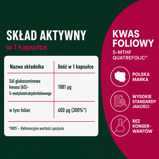 OsHerb Kwas Foliowy 5-MTHF Quatrefolic® 600 µg