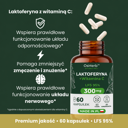 OsHerb Laktoferyna + Witamina C LFS 95% 300 mg
