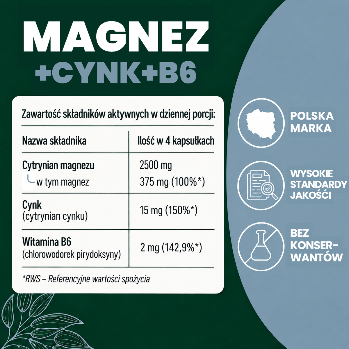 Magnez + Cynk + Witamina B6