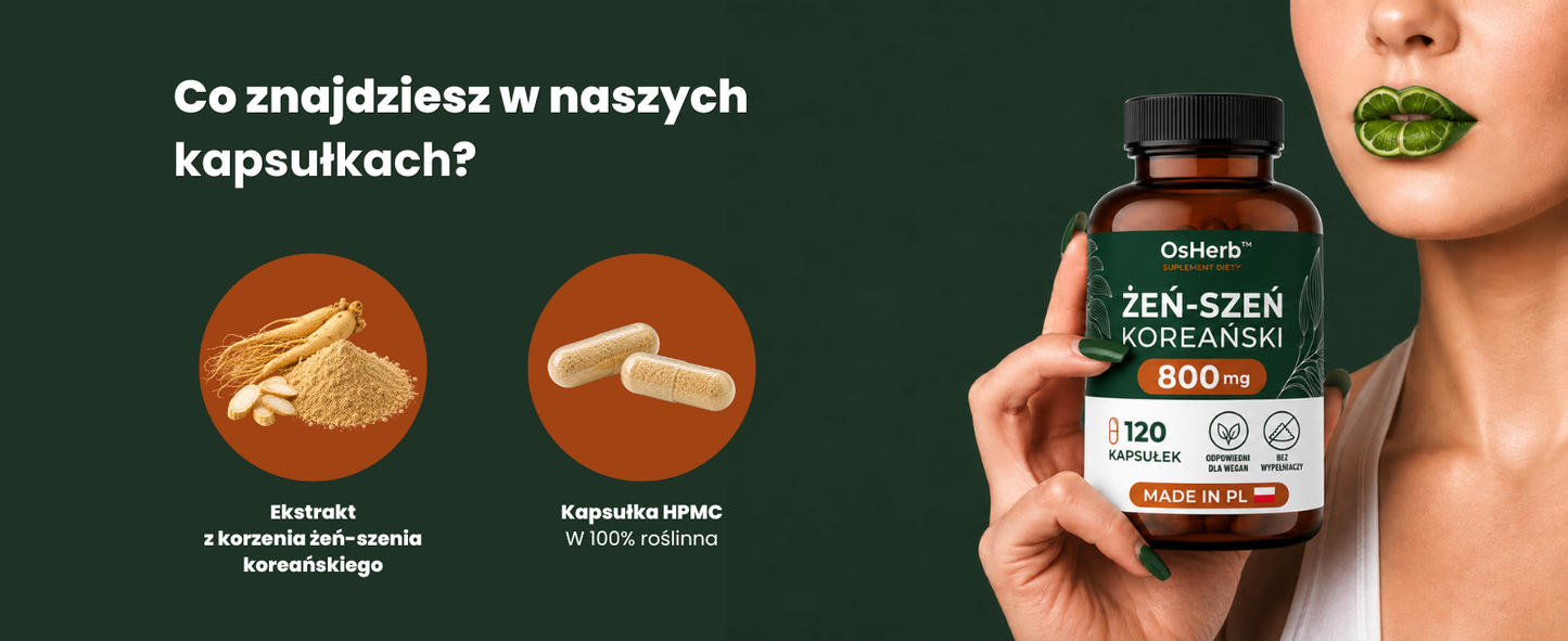 OsHerb Żeń-szeń Koreański Panax Ginseng 800 mg