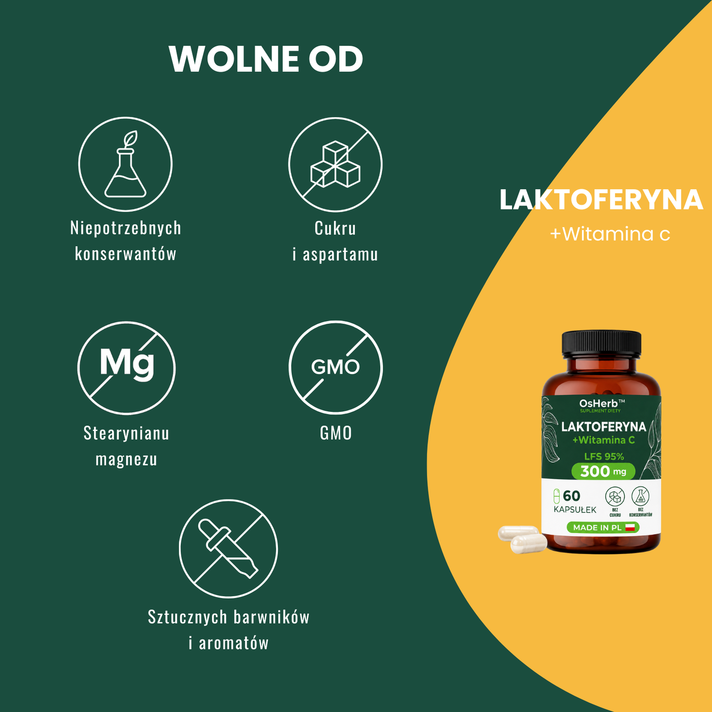 OsHerb Laktoferyna + Witamina C LFS 95% 300 mg