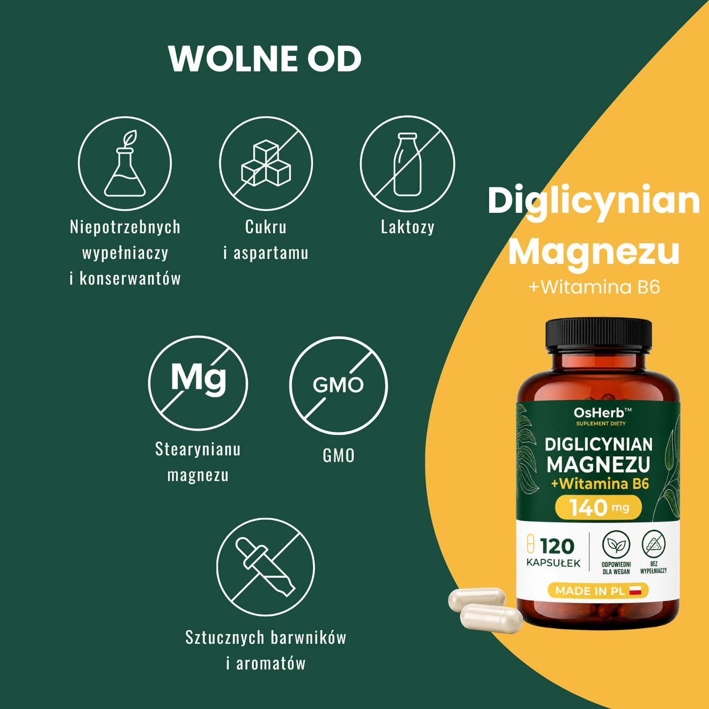 OsHerb Magnez Chelatowany 140 mg