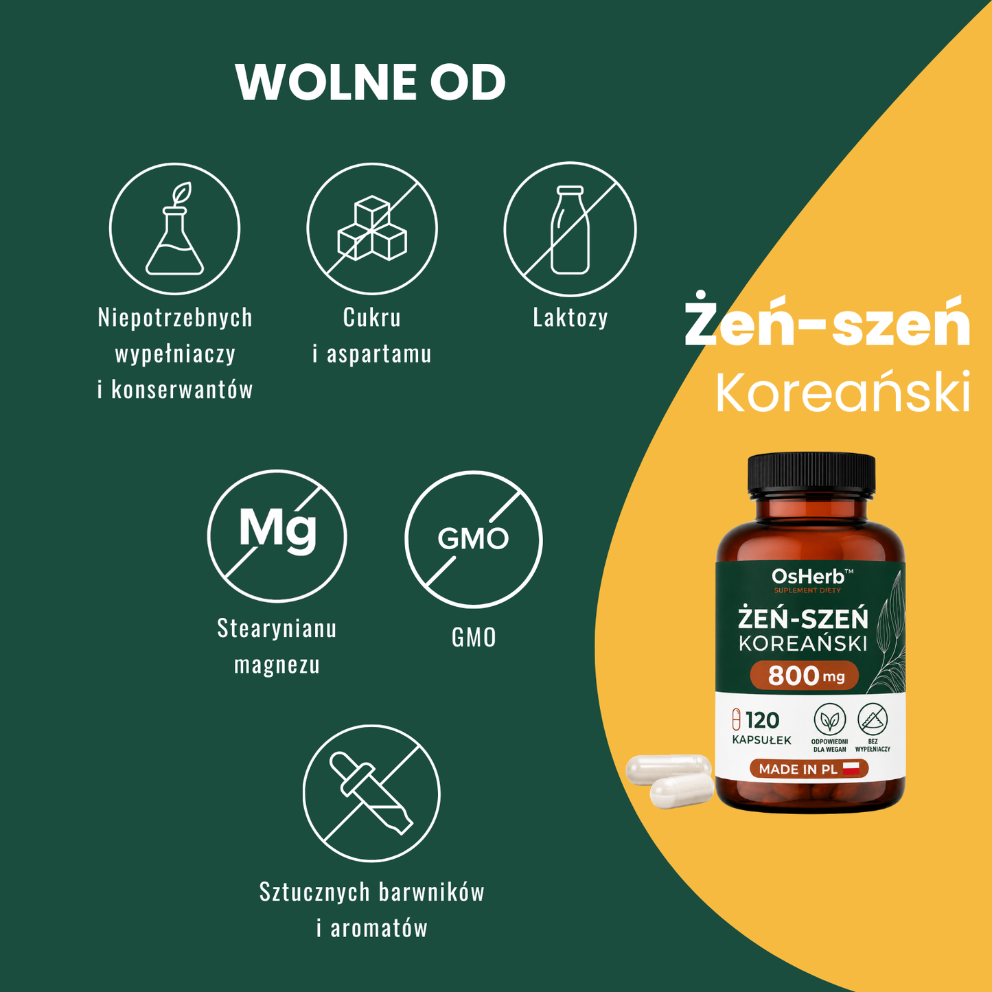 OsHerb Żeń-szeń Koreański Panax Ginseng 800 mg