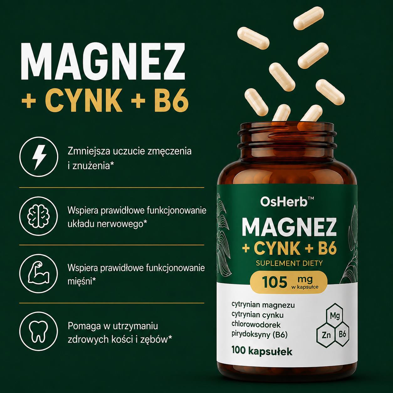 OsHerb Magnez + Cynk + Witamina B6