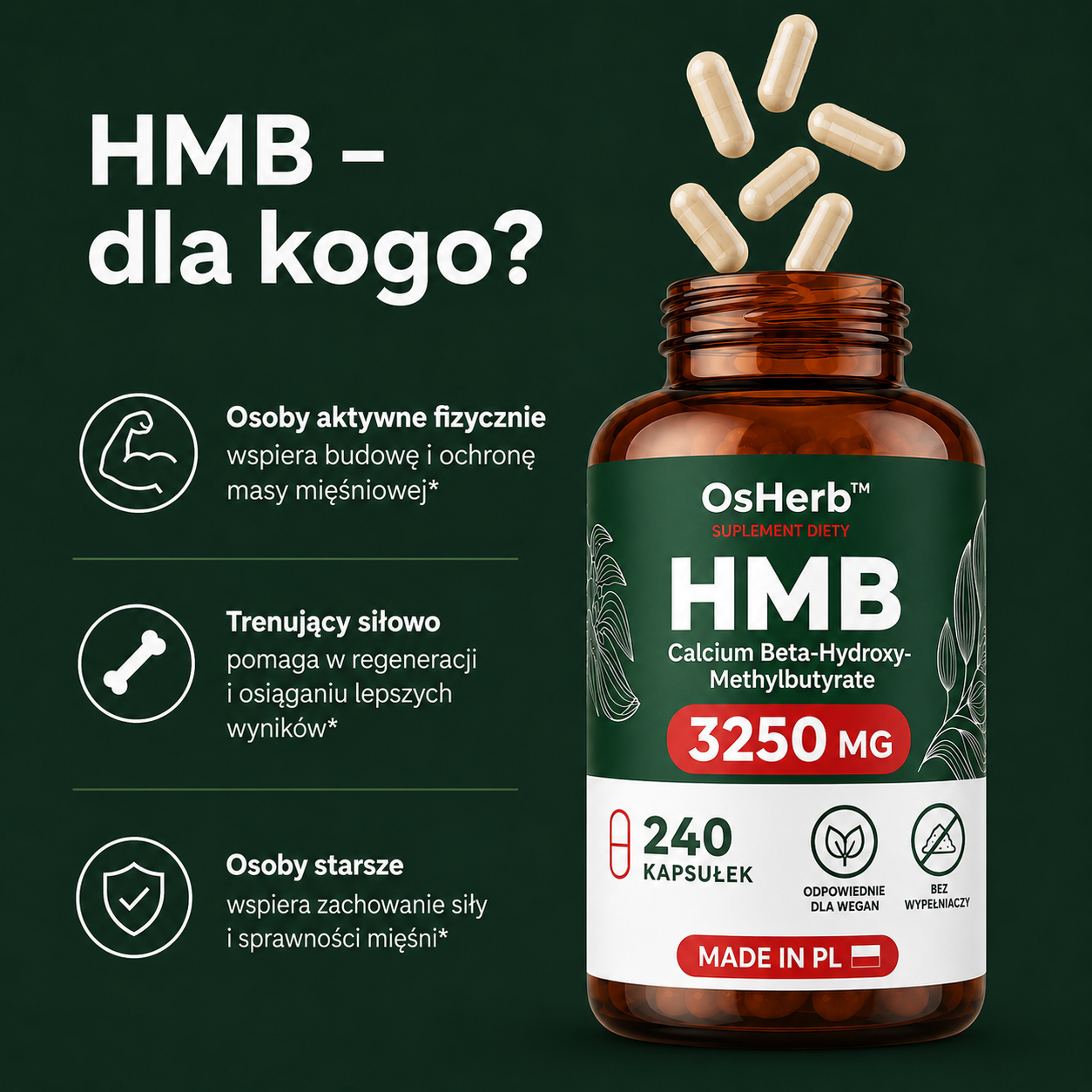 OsHerb HMB Calcium Beta-Hydroxy-Methylbutyrate 3250 mg