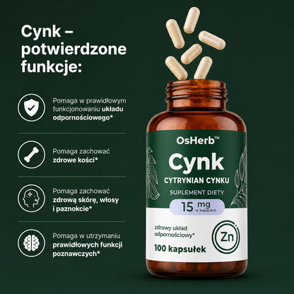 OsHerb Cynk Cytrynian Cynku 15 mg