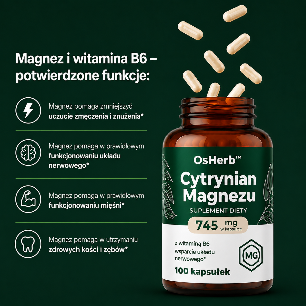OsHerb Cytrynian Magnezu 745 mg