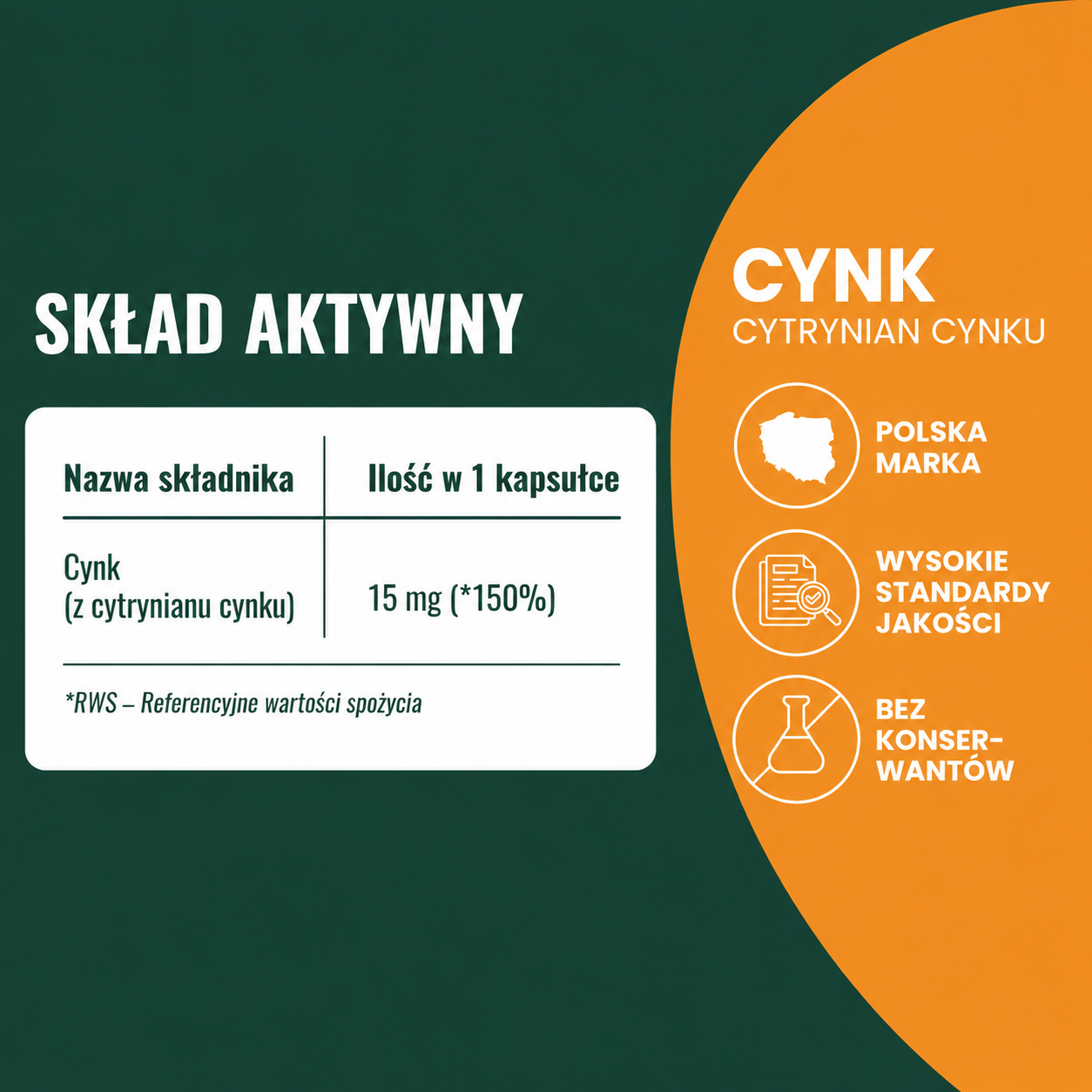OsHerb Cynk Cytrynian Cynku 15 mg