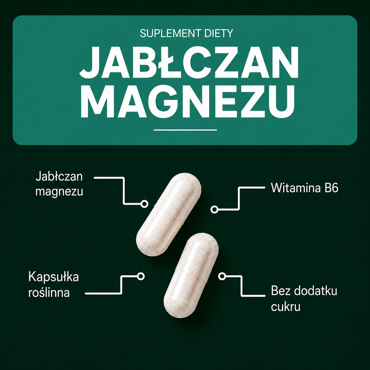 OsHerb Jabłczan Magnezu + Witamina B6  280 mg magnezu