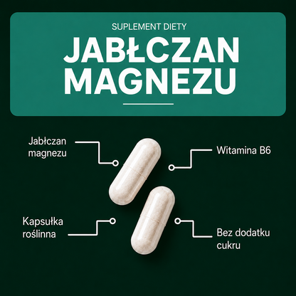 OsHerb Jabłczan Magnezu + Witamina B6  280 mg magnezu
