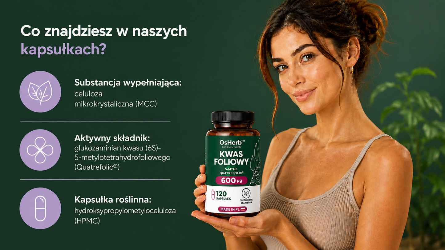 OsHerb Kwas Foliowy 5-MTHF Quatrefolic® 600 µg
