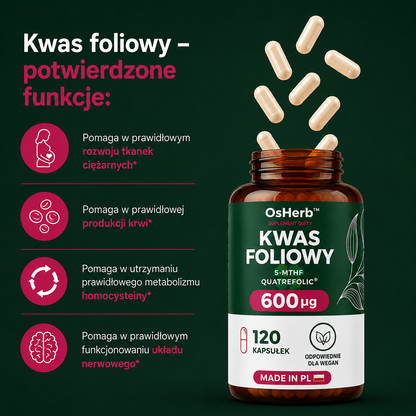 OsHerb Kwas Foliowy 5-MTHF Quatrefolic® 600 µg